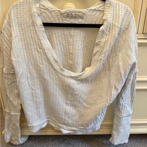 We The Free Cream Ribbed Relaxed Blouse